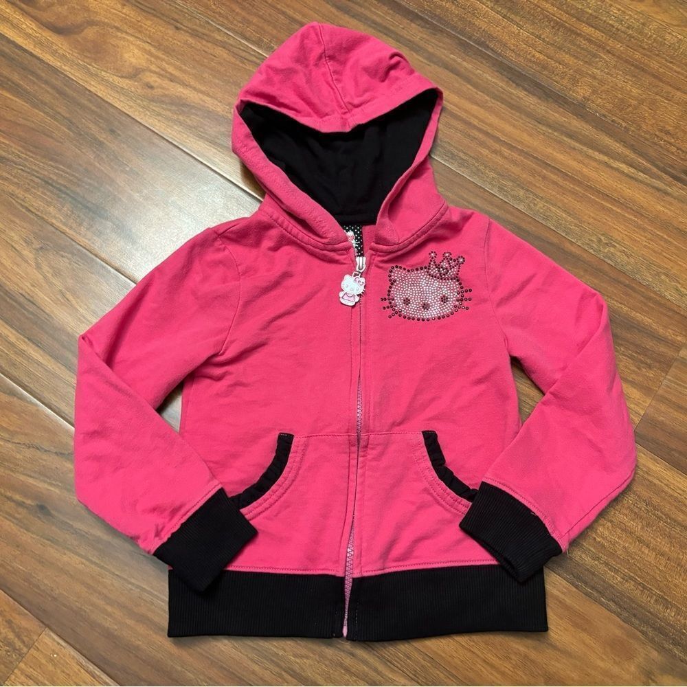 Hello Kitty pink zip up hoodie gem/bedazzled